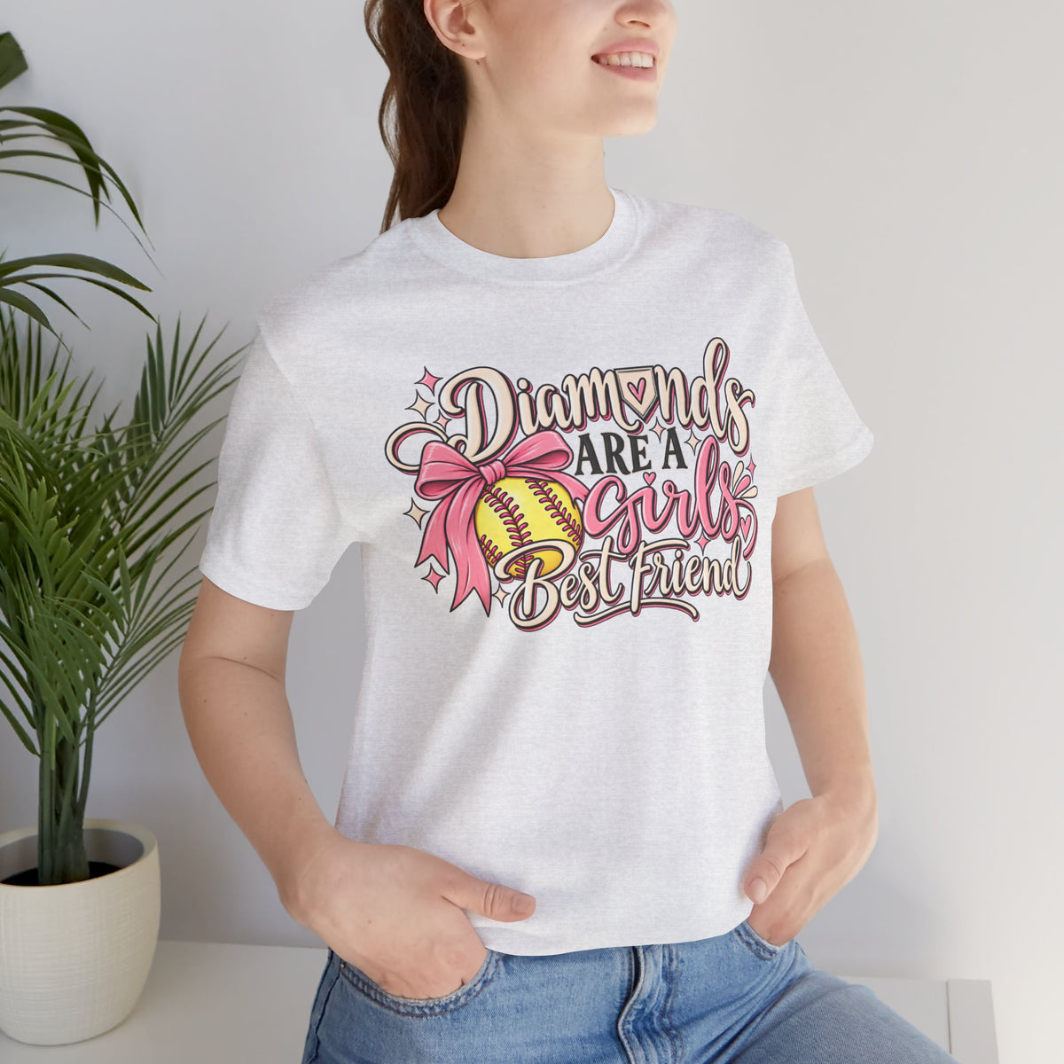 Diamonds Are a Girl's Best Friend Softball Graphic Tee