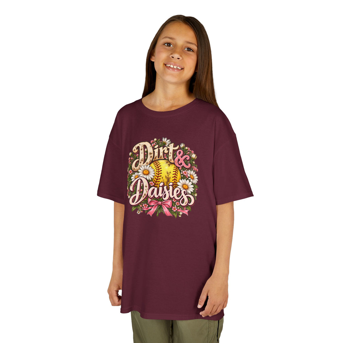 Kids 'Dirt & Daisies' Softball Floral Tee