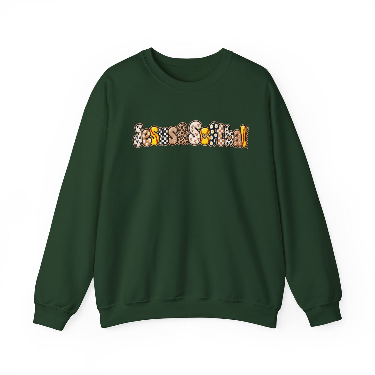 Jesus and Softball Cutsey Design Crewneck Sweatshirt