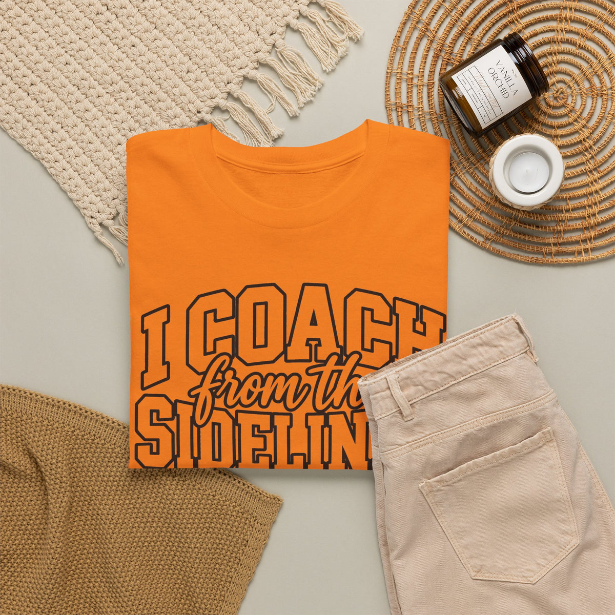 I Coach from the Sidelines T-Shirt — Cheerleader/Supporter Sideline Coach Tee