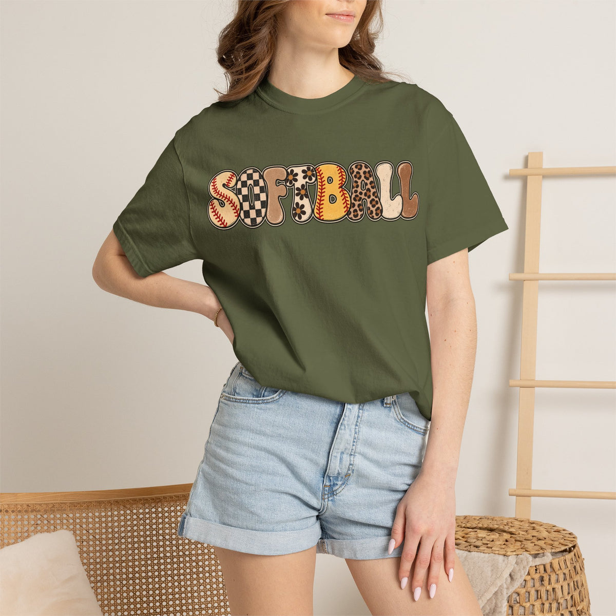 Softball Retro Graphic T-Shirt — Vintage Patterned Lettering