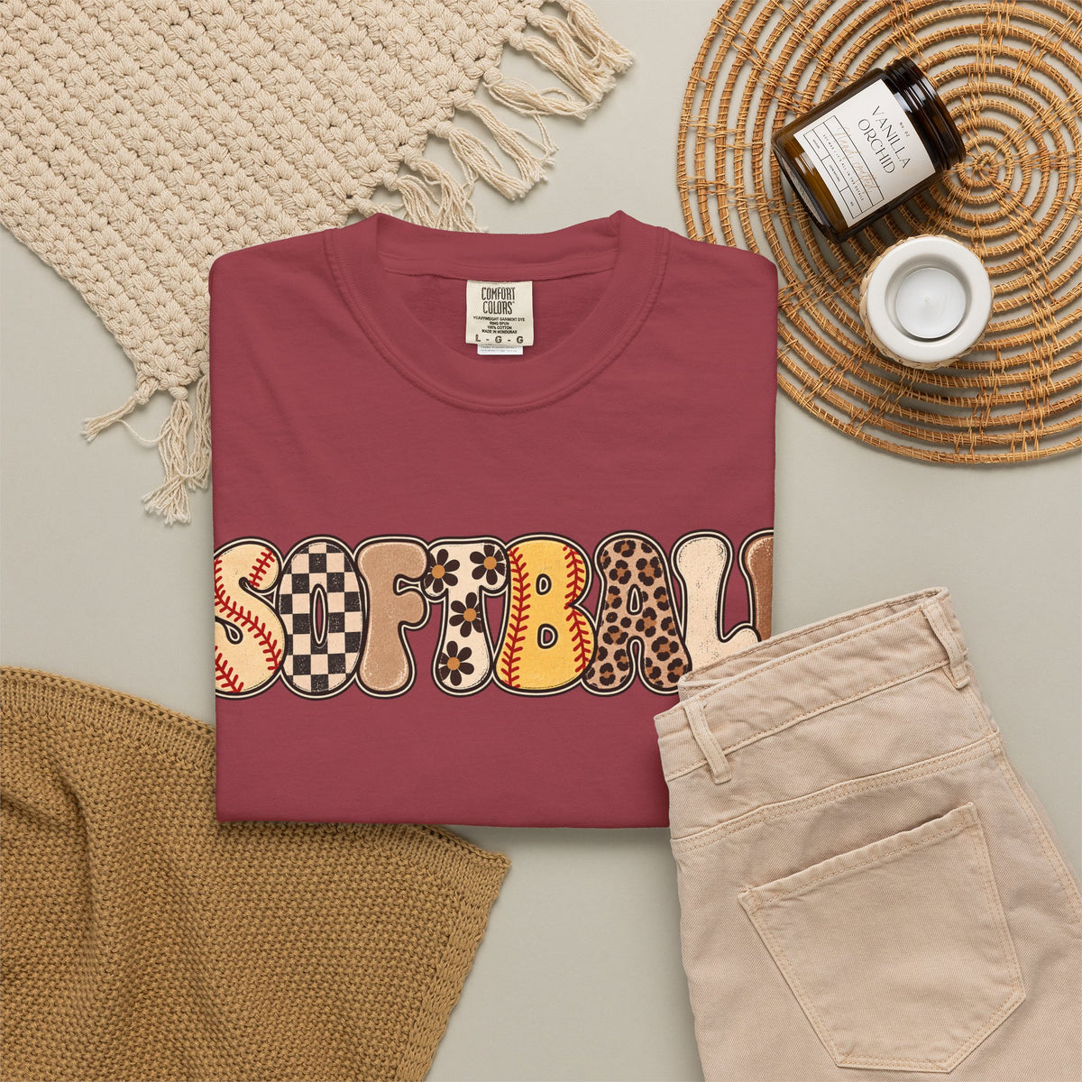 Softball Retro Graphic T-Shirt — Vintage Patterned Lettering