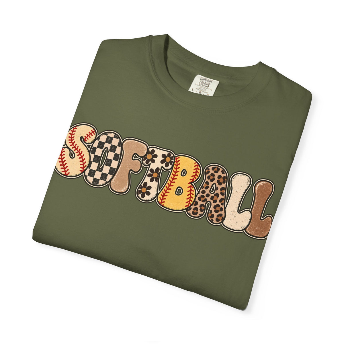 Softball Retro Graphic T-Shirt — Vintage Patterned Lettering