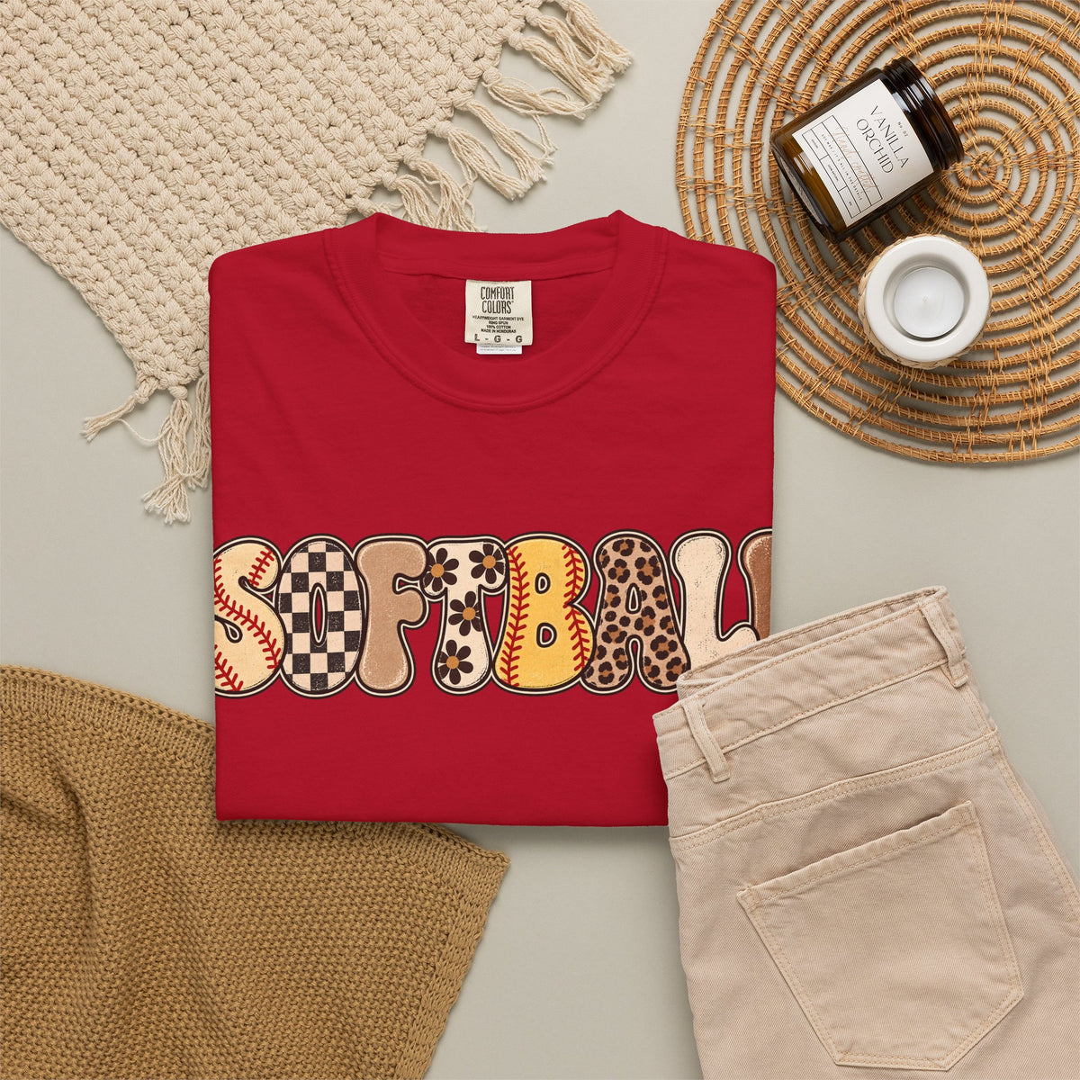 Softball Retro Graphic T-Shirt — Vintage Patterned Lettering