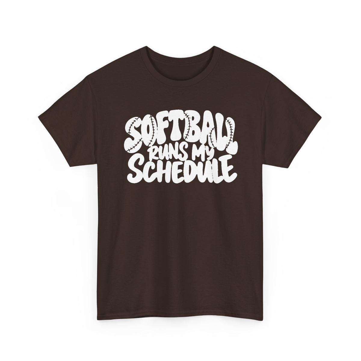 Softball Runs My Schedule T-Shirt — Women's & Girls Softball Mom/Dad Tee