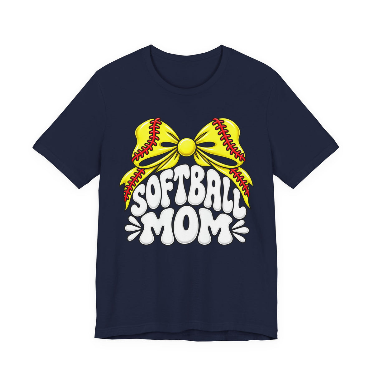 Softball Mom T-Shirt — Yellow Softball Bow Graphic Tee