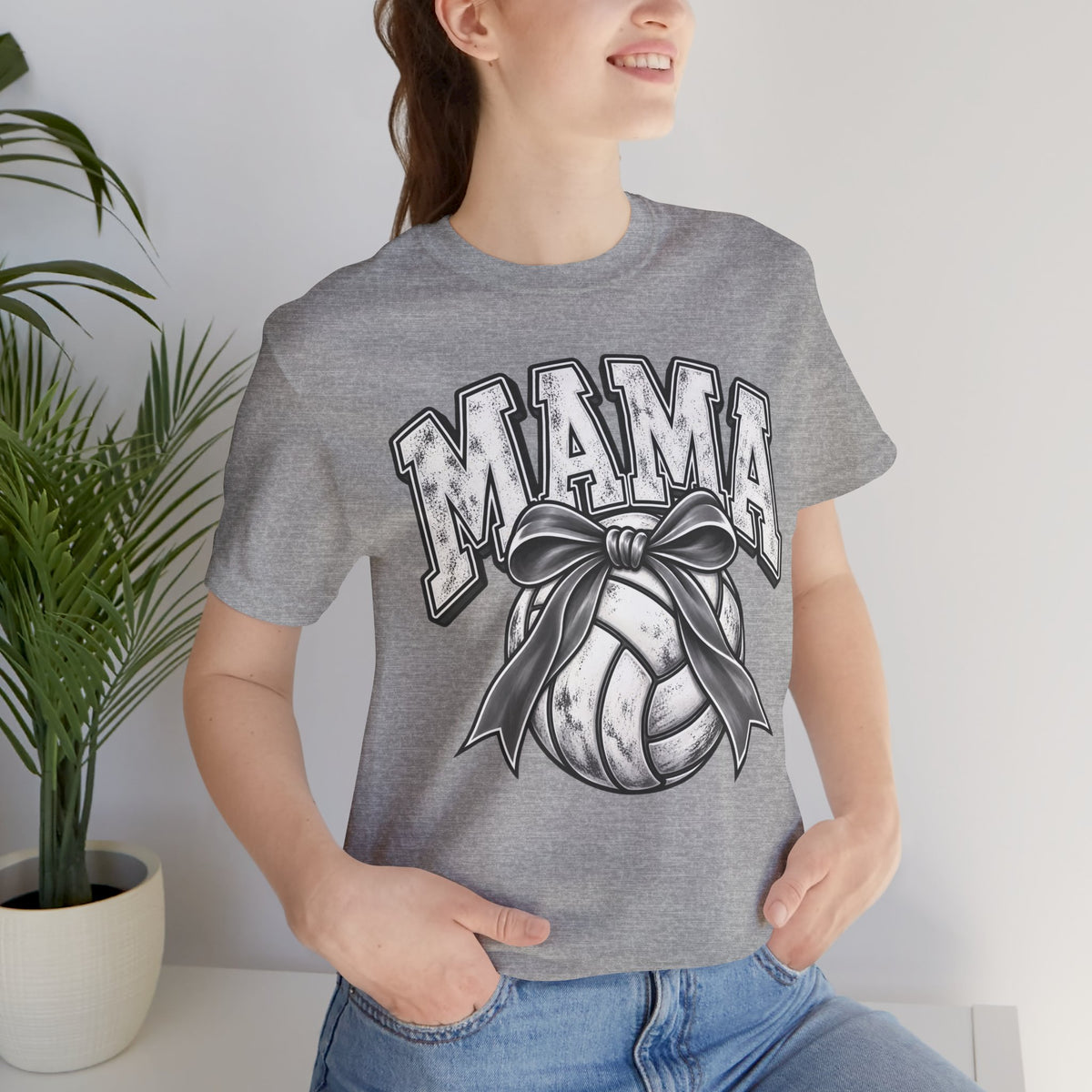 Volleyball Mama Tee — Mom Volleyball Shirt with Ribboned Ball Graphic