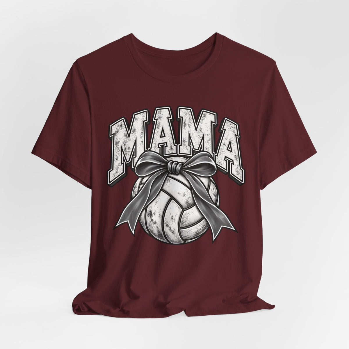 Volleyball Mama Tee — Mom Volleyball Shirt with Ribboned Ball Graphic