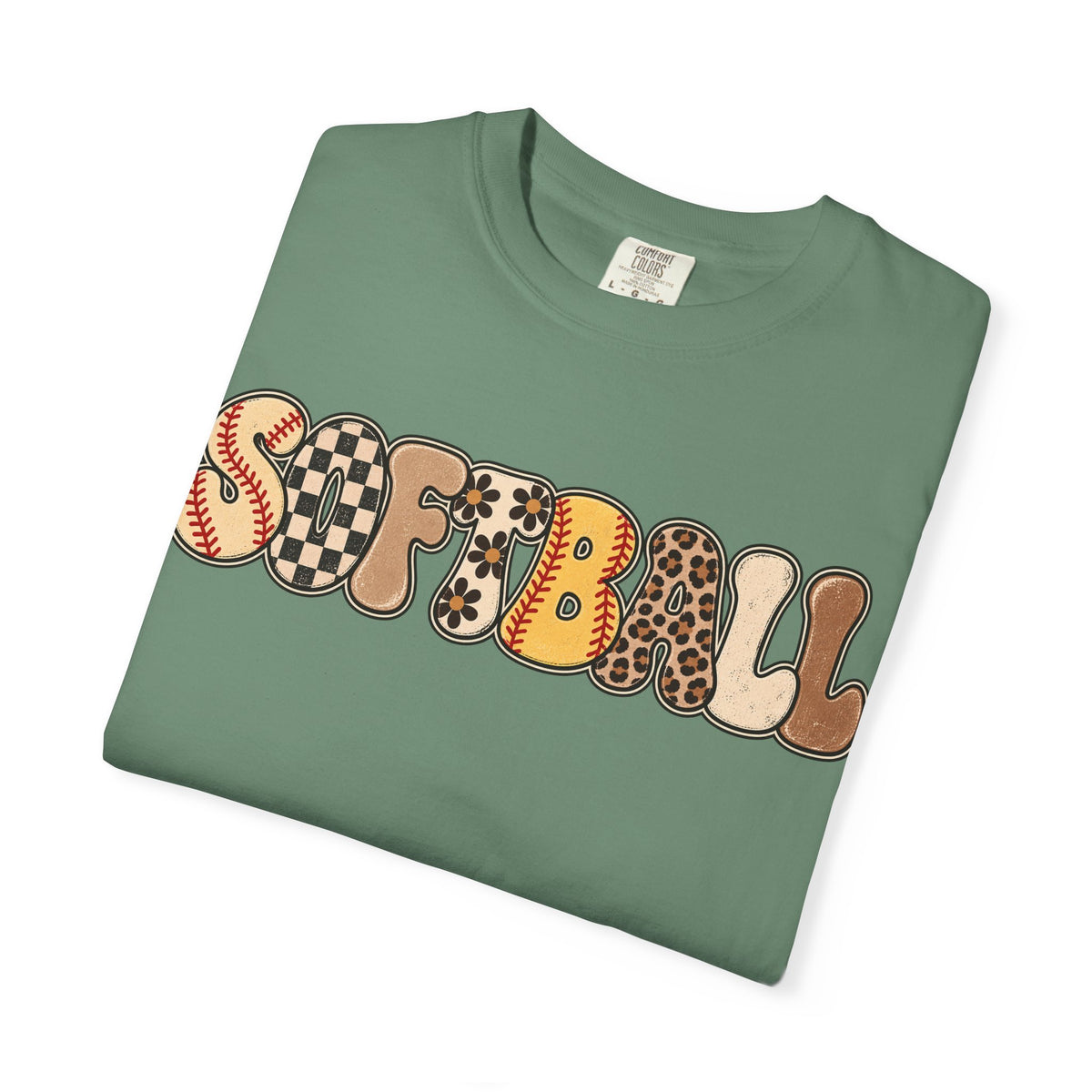 Softball Retro Graphic T-Shirt — Vintage Patterned Lettering