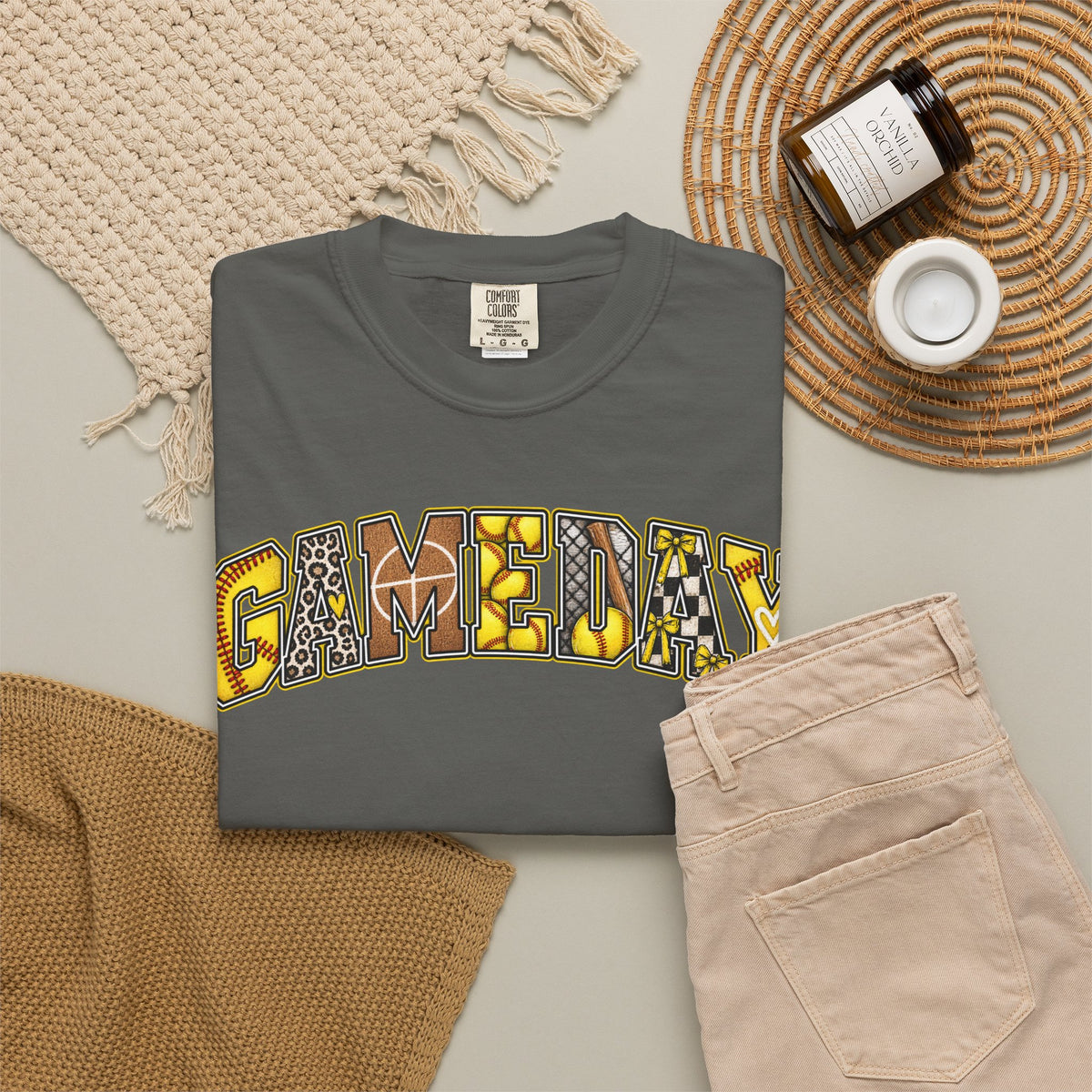 Softball Gameday Retro Patchwork T-Shirt