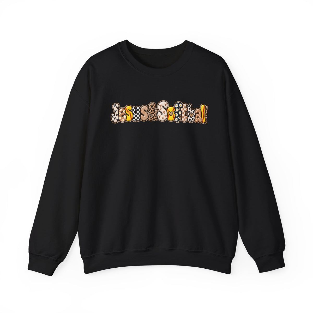 Jesus and Softball Cutsey Design Crewneck Sweatshirt