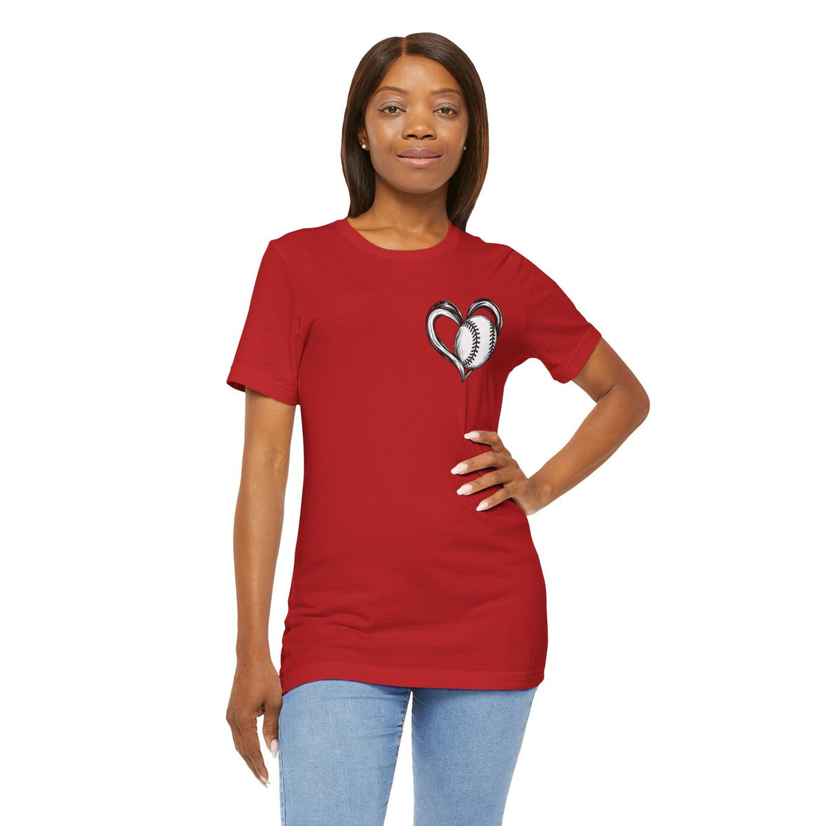 I Love Me Some Baseball T‑Shirt — Heart Baseball Graphic Tee