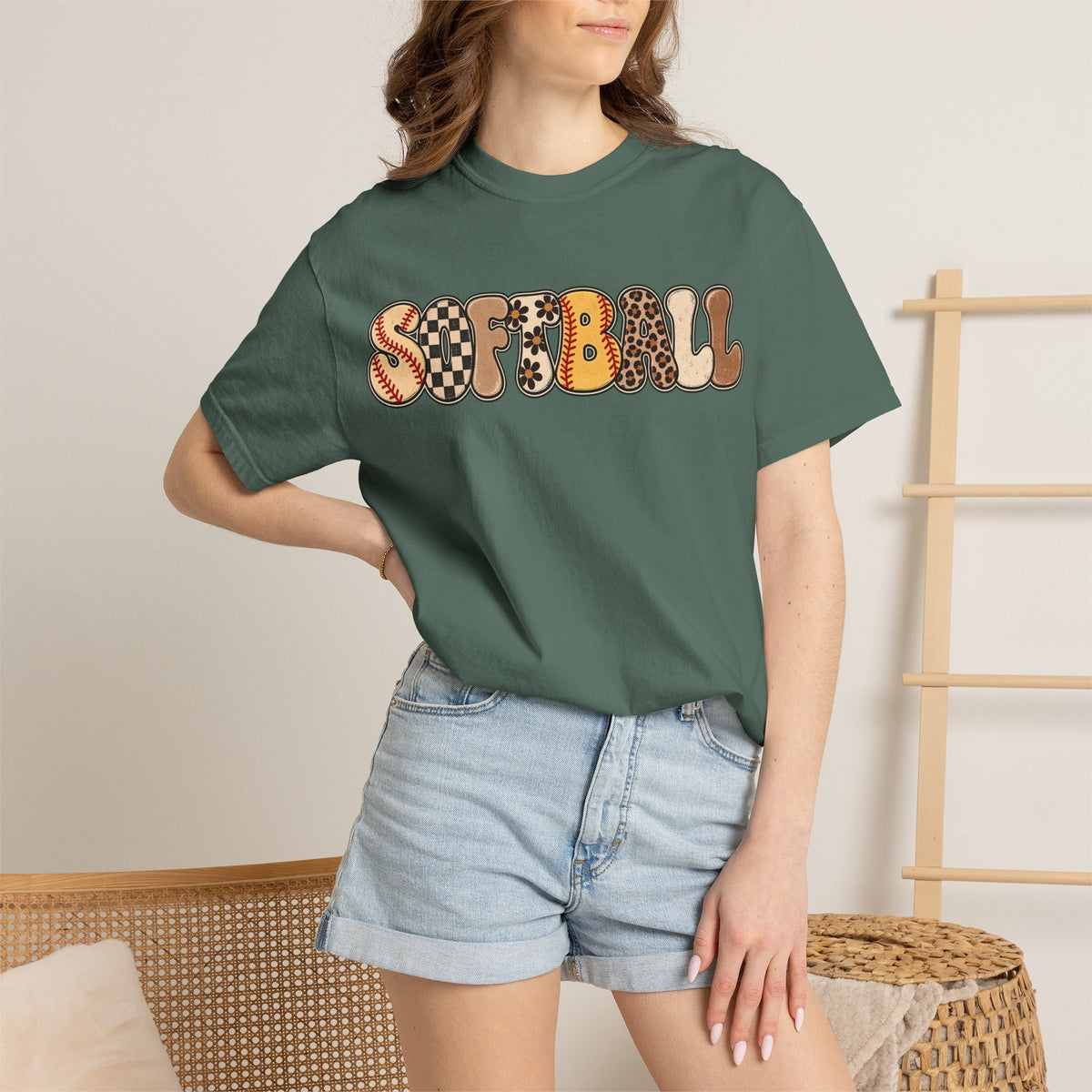 Softball Retro Graphic T-Shirt — Vintage Patterned Lettering