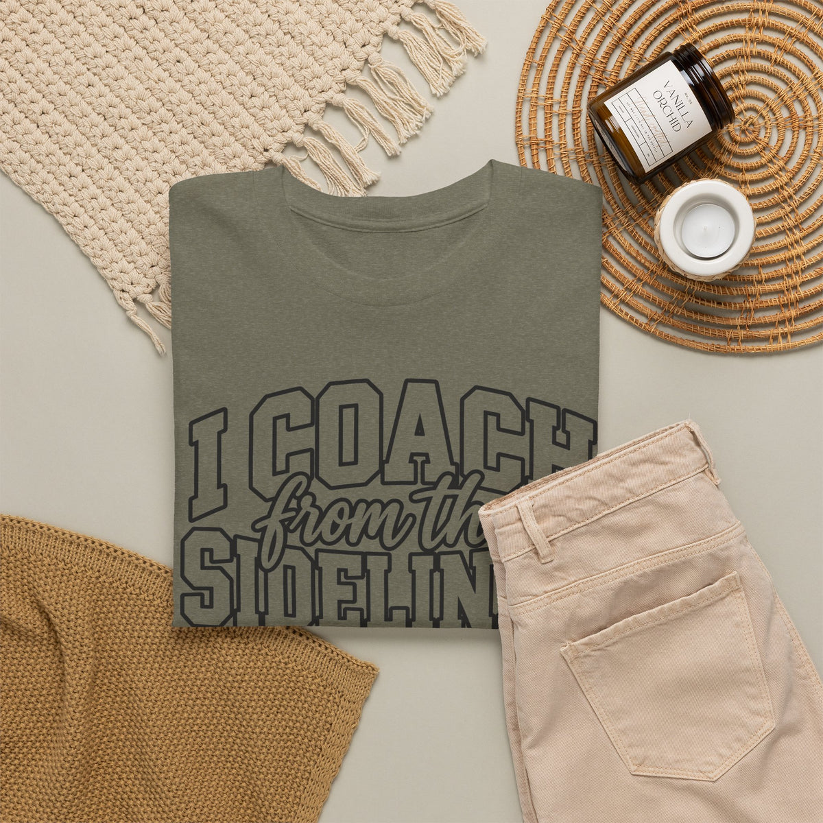 I Coach from the Sidelines T-Shirt — Cheerleader/Supporter Sideline Coach Tee