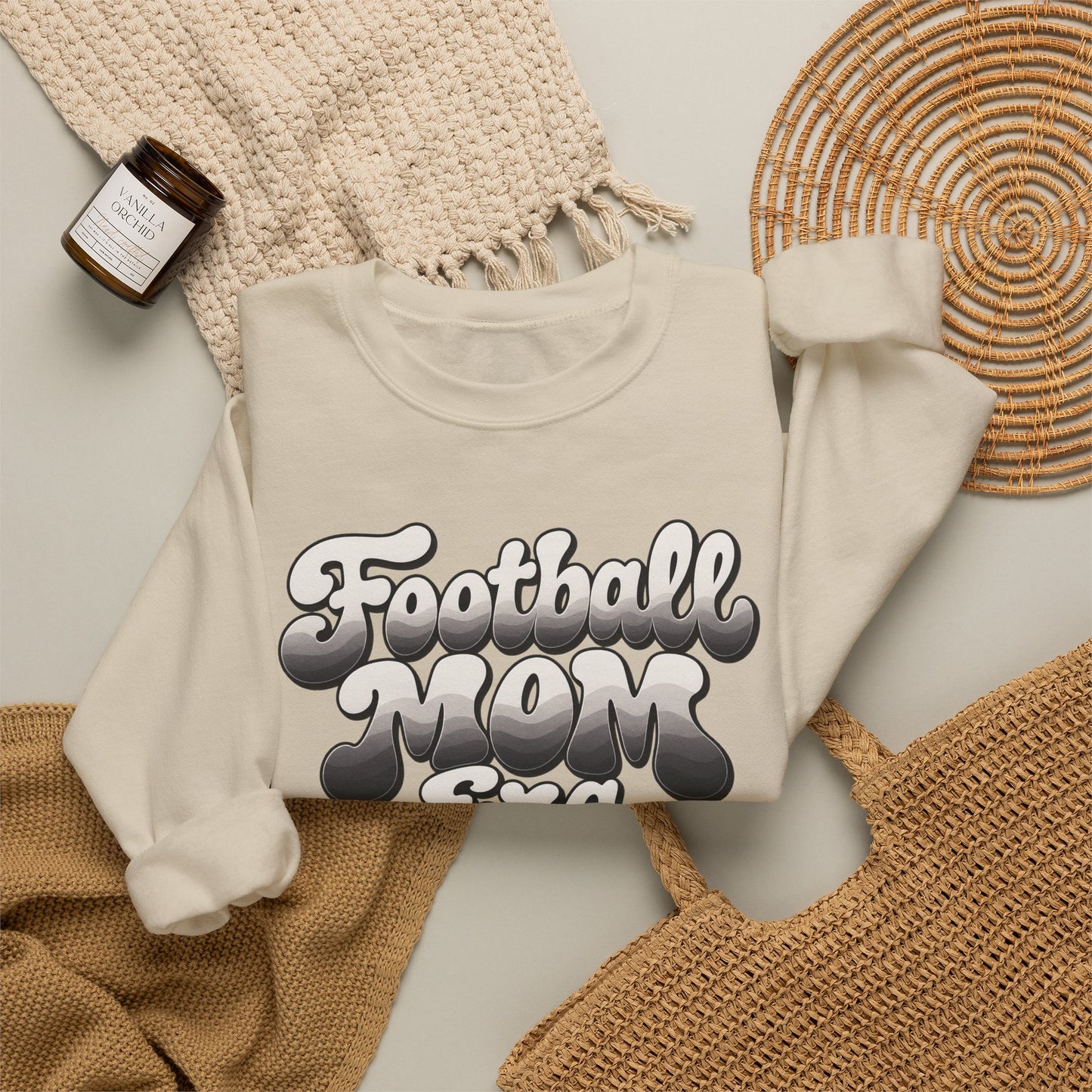 Football Mom Epic Crewneck Sweatshirt — Retro Bubble Letter Graphic