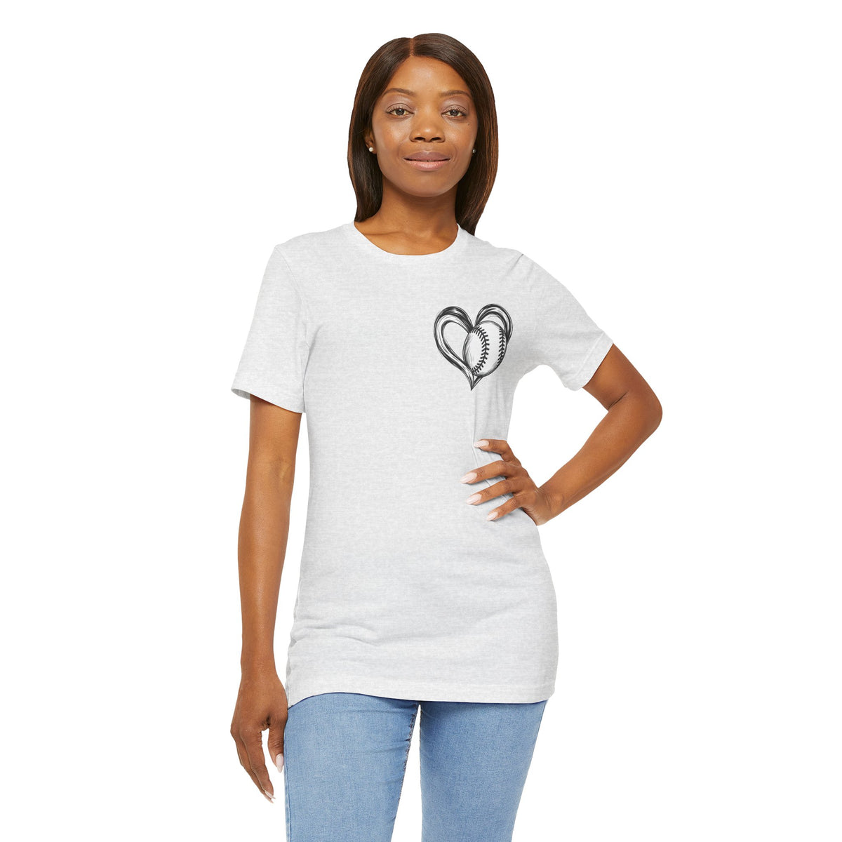 I Love Me Some Baseball T‑Shirt — Heart Baseball Graphic Tee