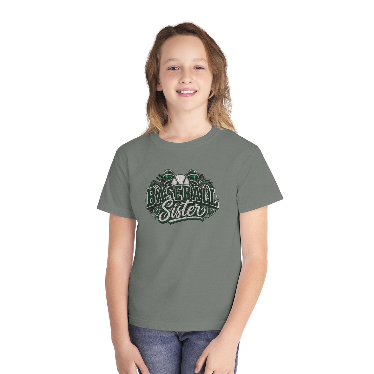 Baseball Sister Youth Tee - Cute Vintage Baseball Design for Girls, Team Spirit Gift