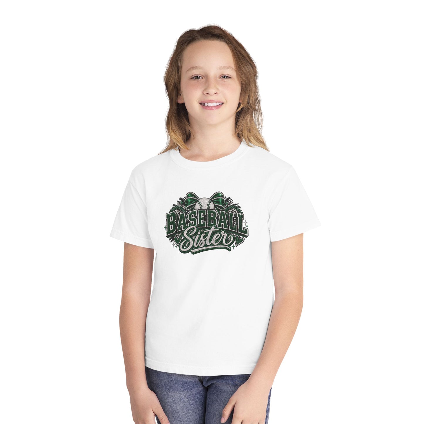 Baseball Sister Youth Tee - Cute Vintage Baseball Design for Girls, Team Spirit Gift