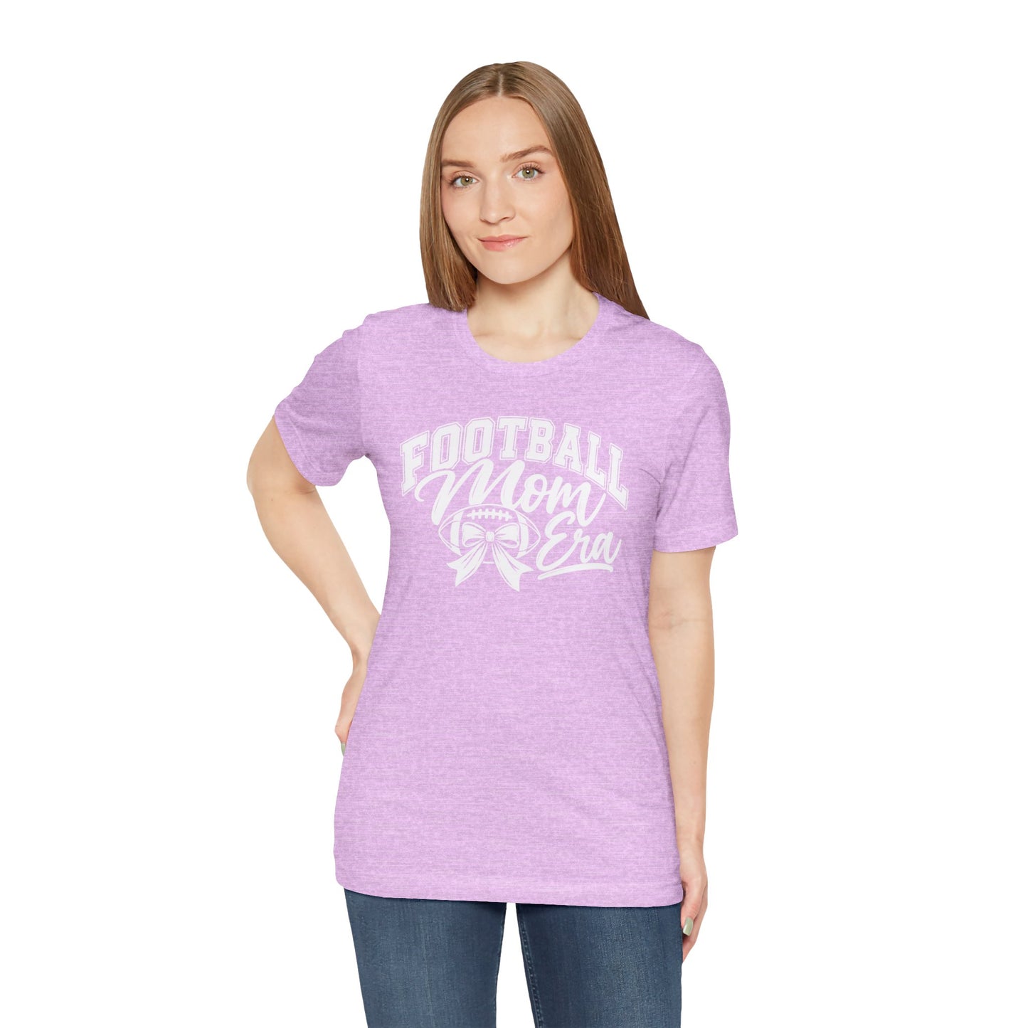 Football Mom Era T-Shirt – Cute Pink Game Day Tee with Football Ribbon