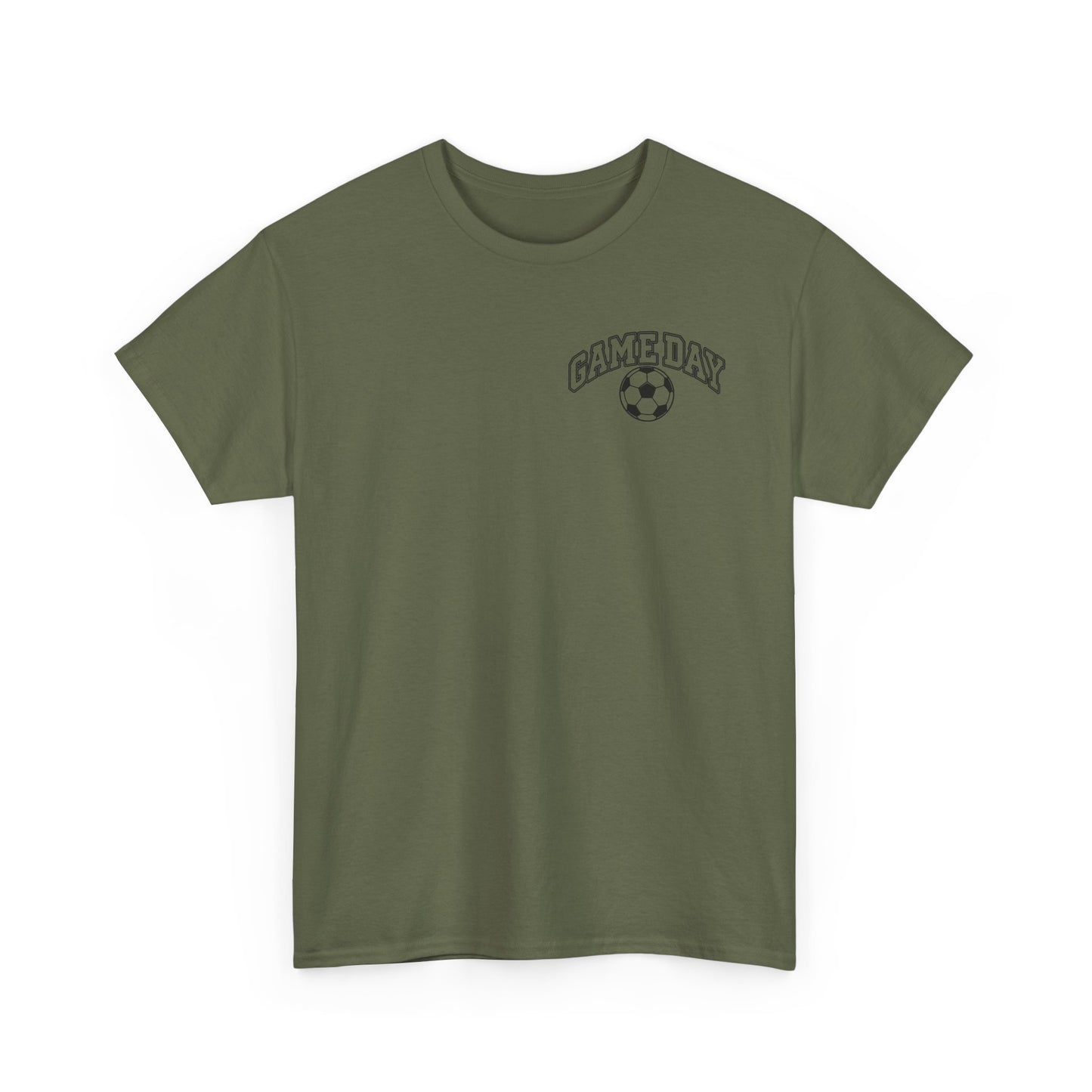 Soccer Dad T-Shirt — 'DAD' Arch with Soccer Ball Chest Graphic