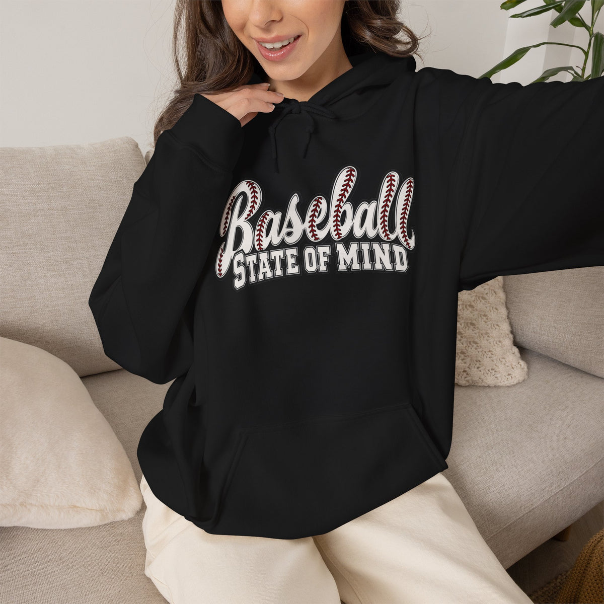 Baseball State of Mind Hoodie — Retro Script Baseball Pullover
