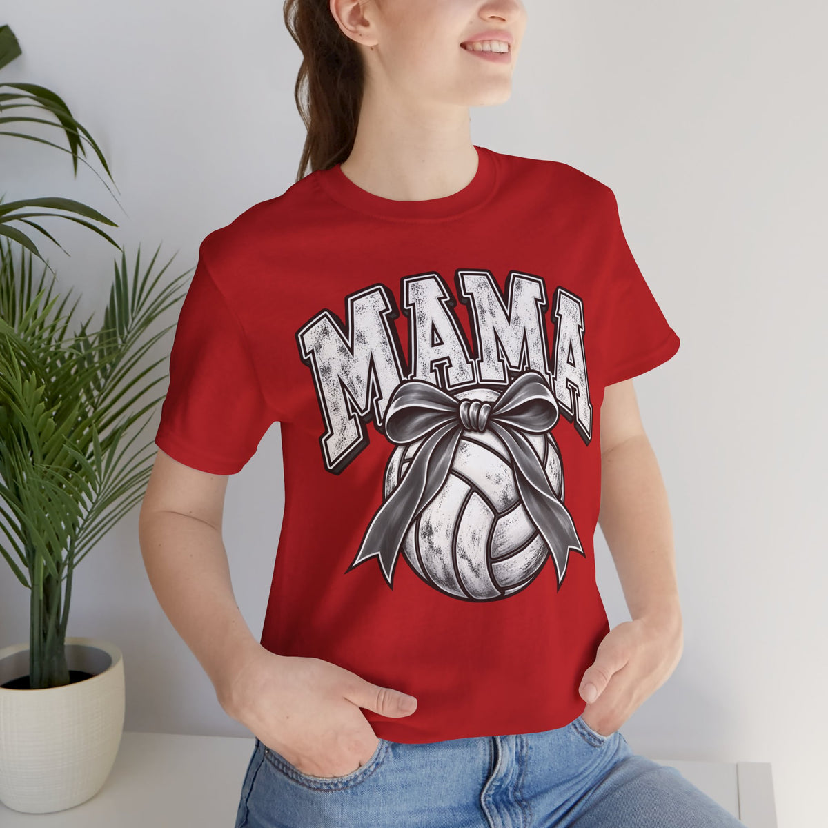 Volleyball Mama Tee — Mom Volleyball Shirt with Ribboned Ball Graphic