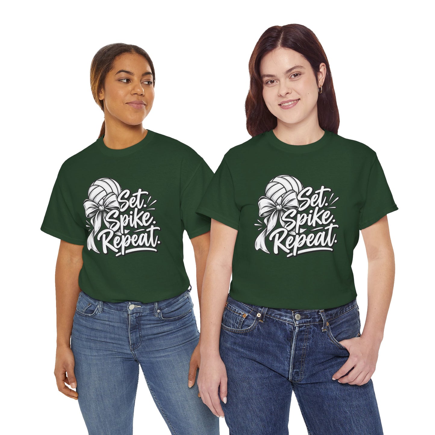 Volleyball Tee – “Set, Spike, Repeat” Graphic T-Shirt