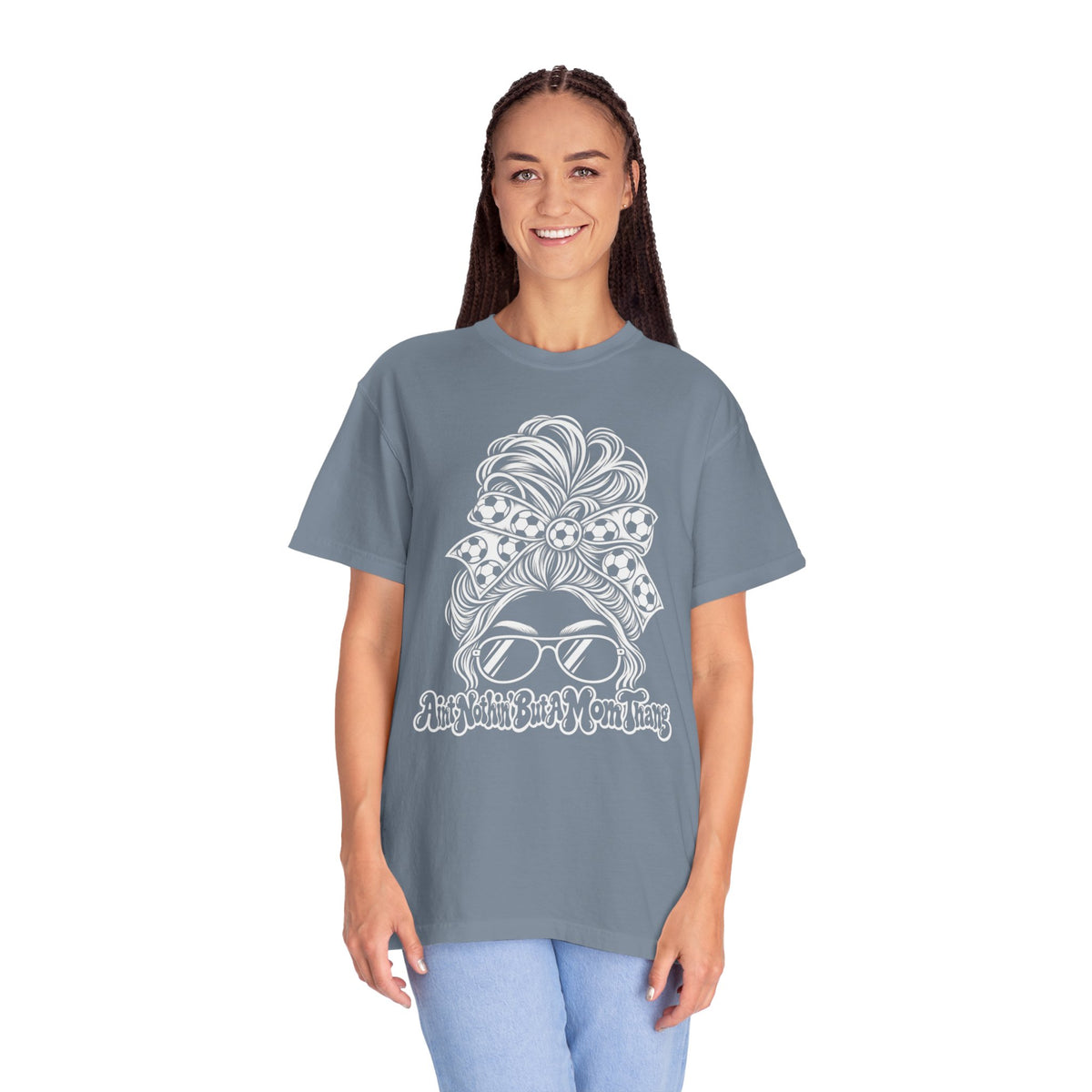 Messy Bun Mom Life T-Shirt — 'Ain't Nothin' But A Mom Thing' Soccer Graphic Tee