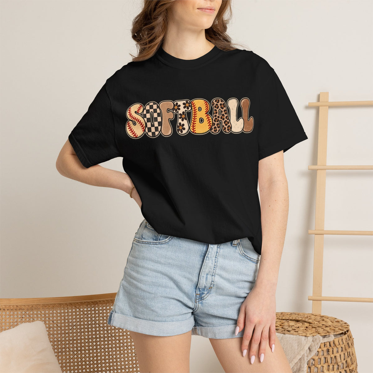 Softball Retro Graphic T-Shirt — Vintage Patterned Lettering