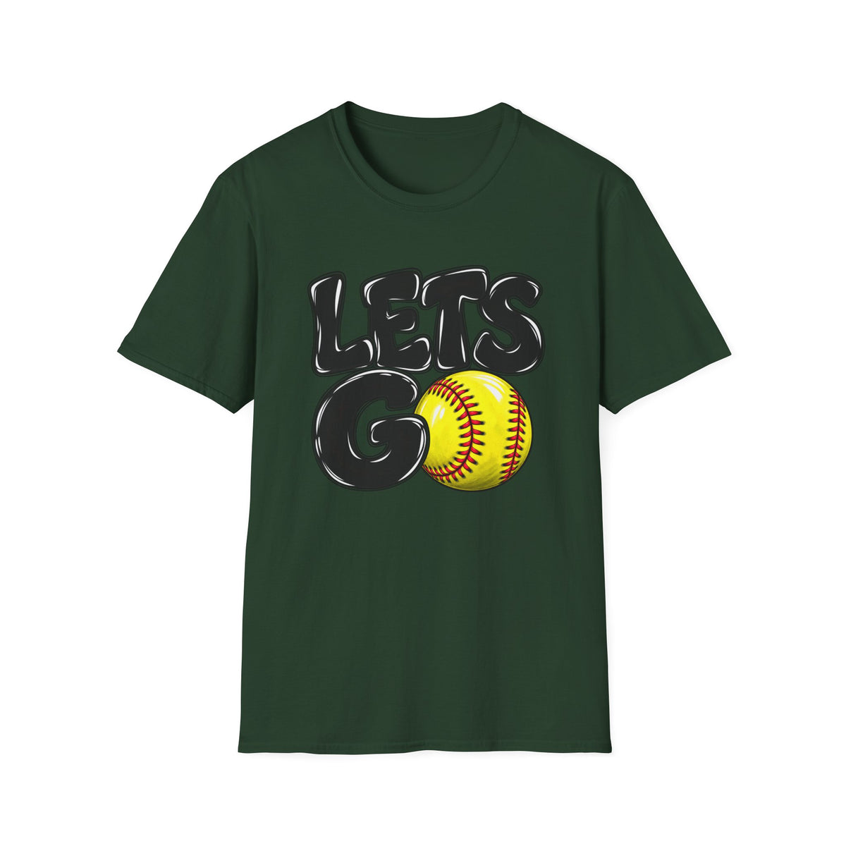 Lets Go Softball T-Shirt — "LETS GO" Graphic with Softball