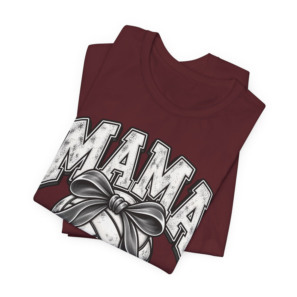 Volleyball Mama Tee — Mom Volleyball Shirt with Ribboned Ball Graphic