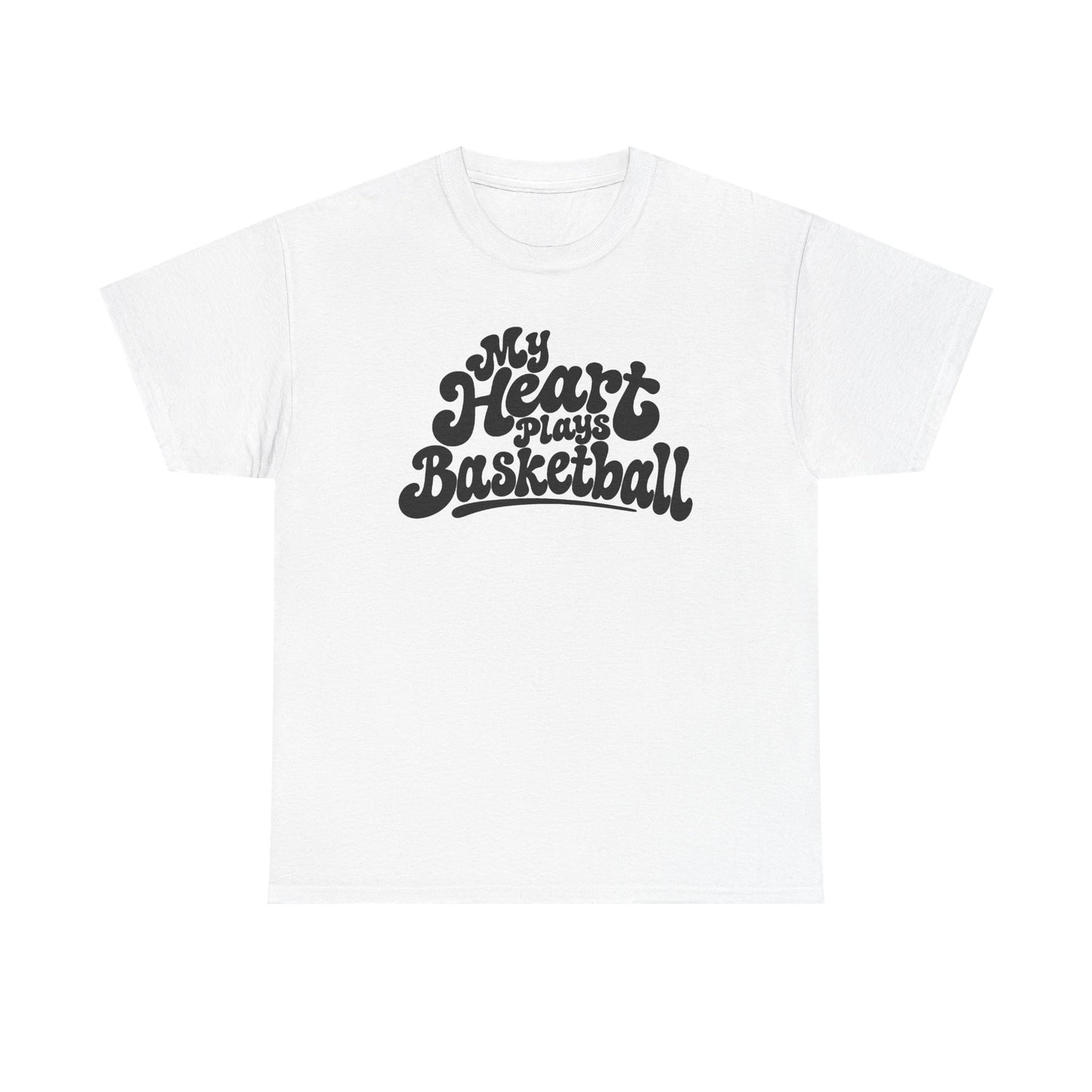 Basketball T-Shirt — "My Heart Beats Basketball" Retro Script