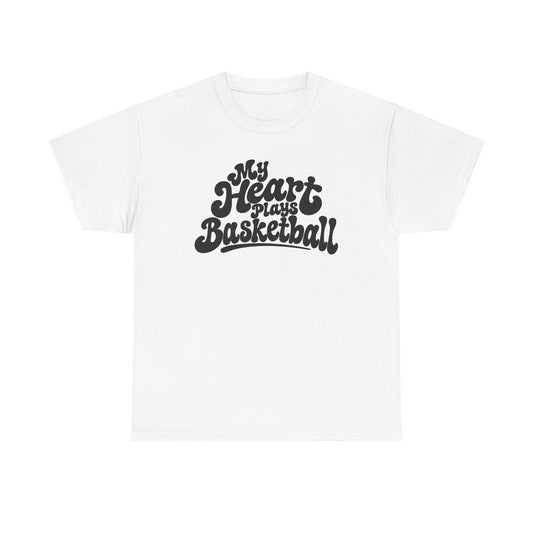 Basketball T-Shirt — "My Heart Beats Basketball" Retro Script