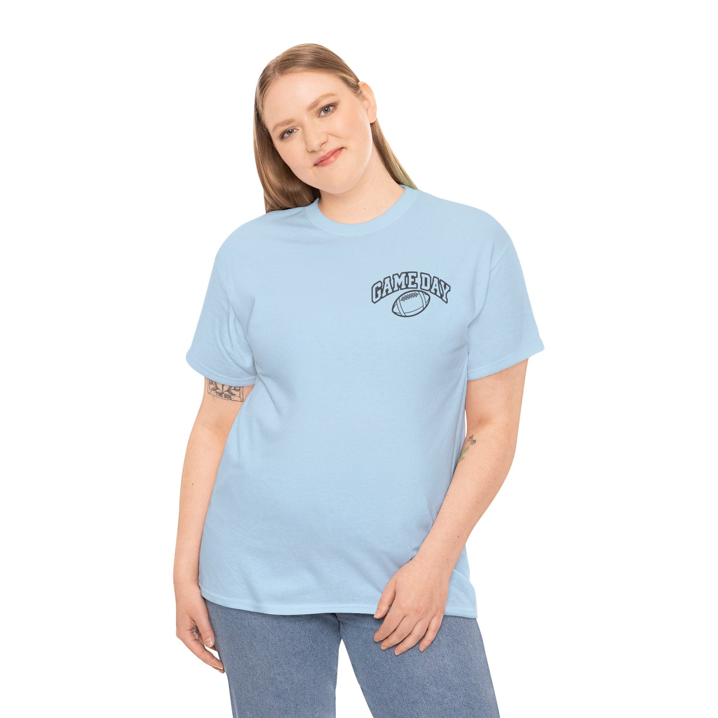 Game Day Football Tee — Minimal Chest Logo White T-Shirt
