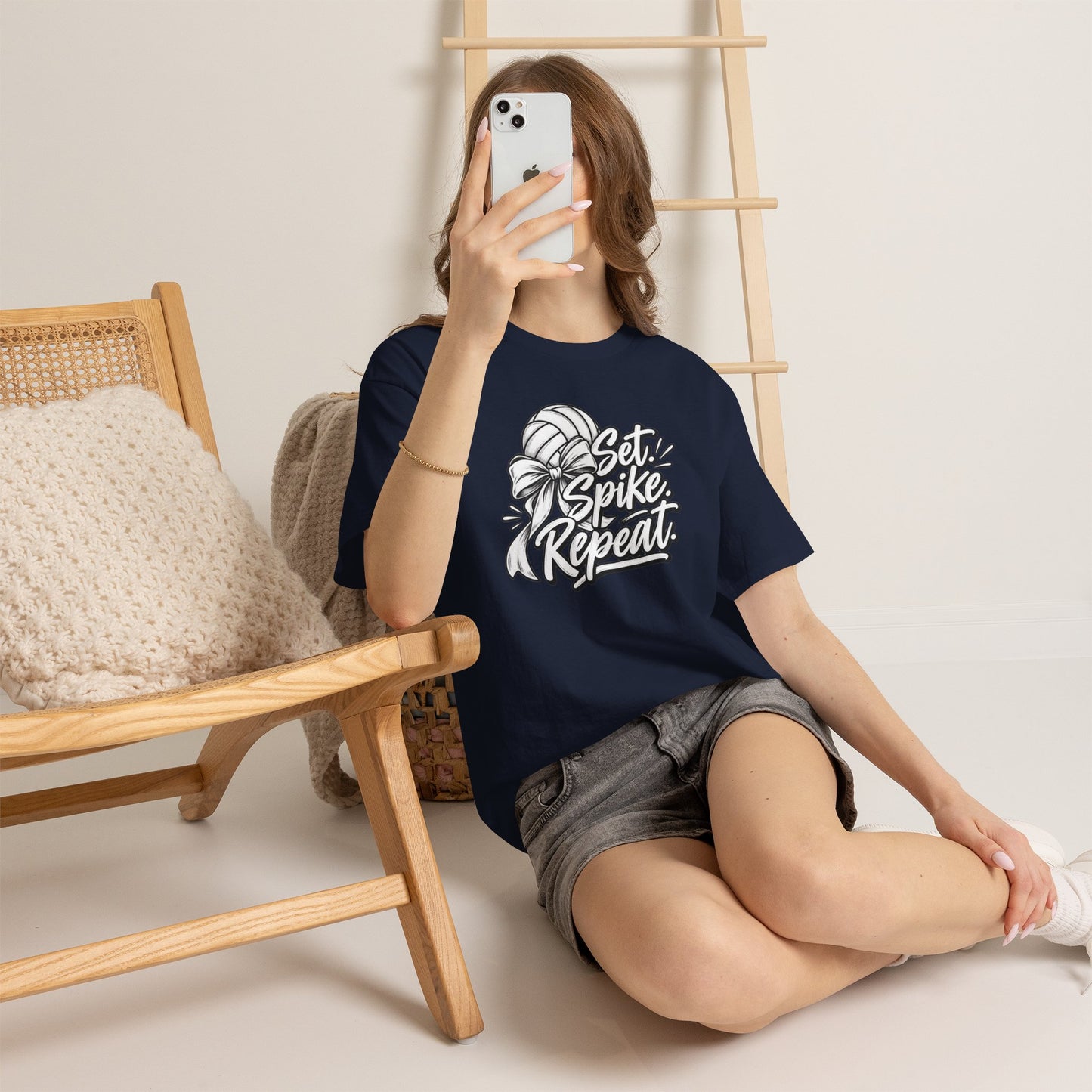 Volleyball Tee – “Set, Spike, Repeat” Graphic T-Shirt