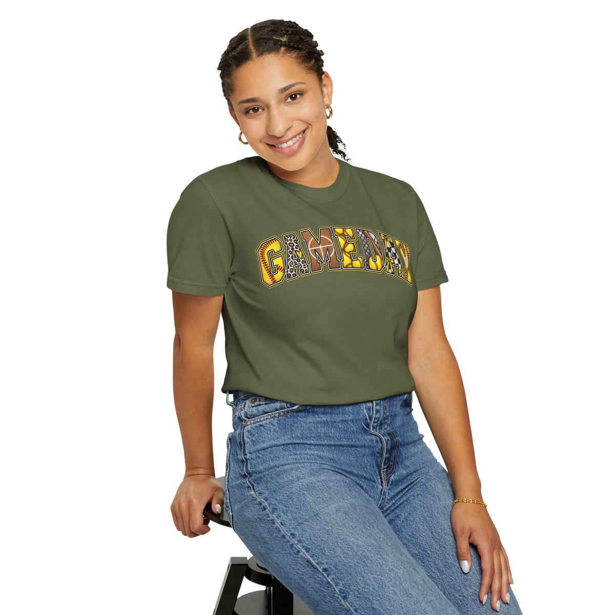 Softball Gameday Retro Patchwork T-Shirt