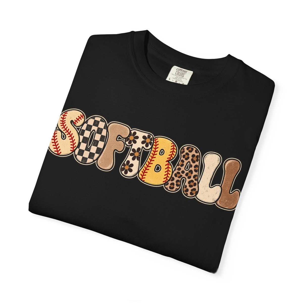 Softball Retro Graphic T-Shirt — Vintage Patterned Lettering