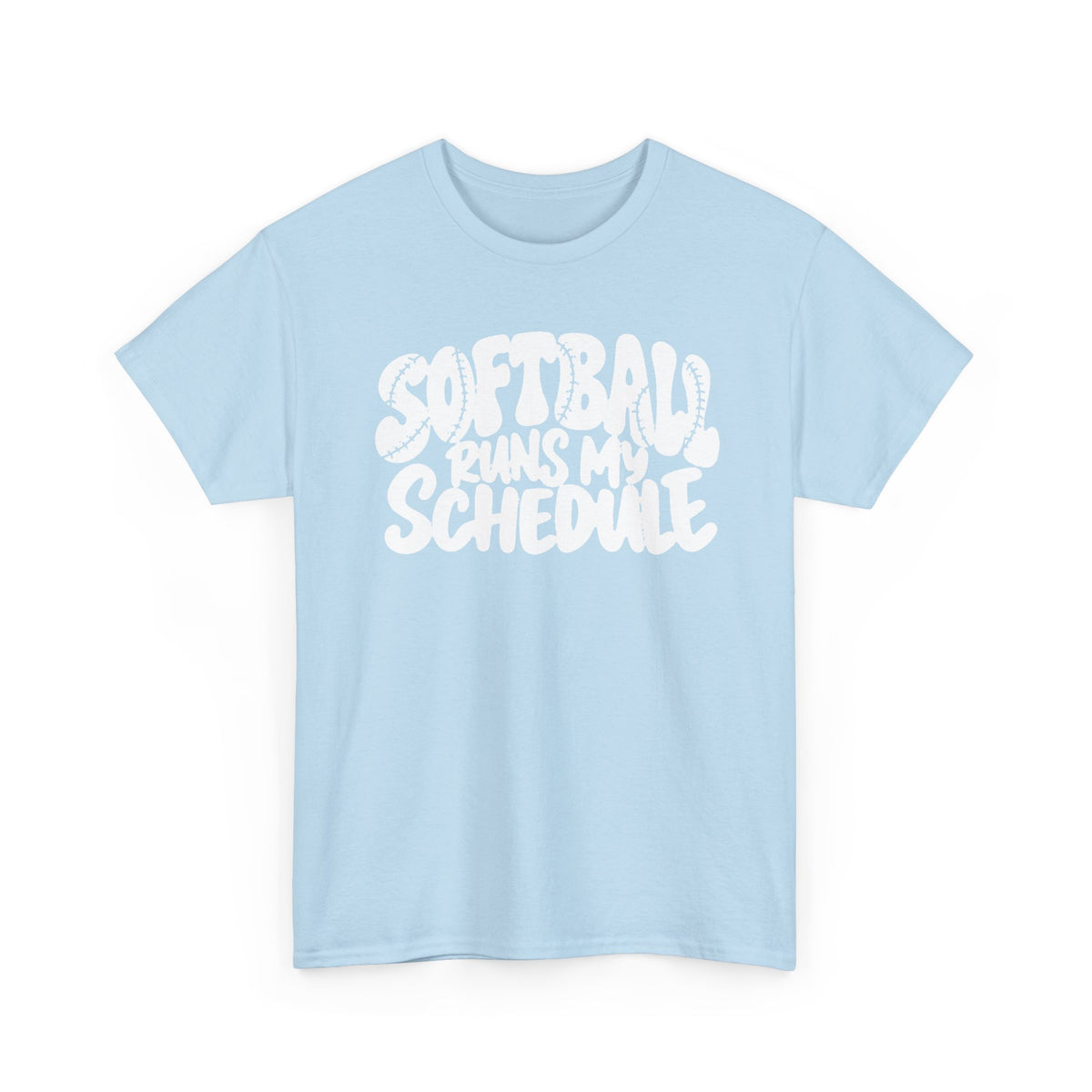 Softball Runs My Schedule T-Shirt — Women's & Girls Softball Mom/Dad Tee