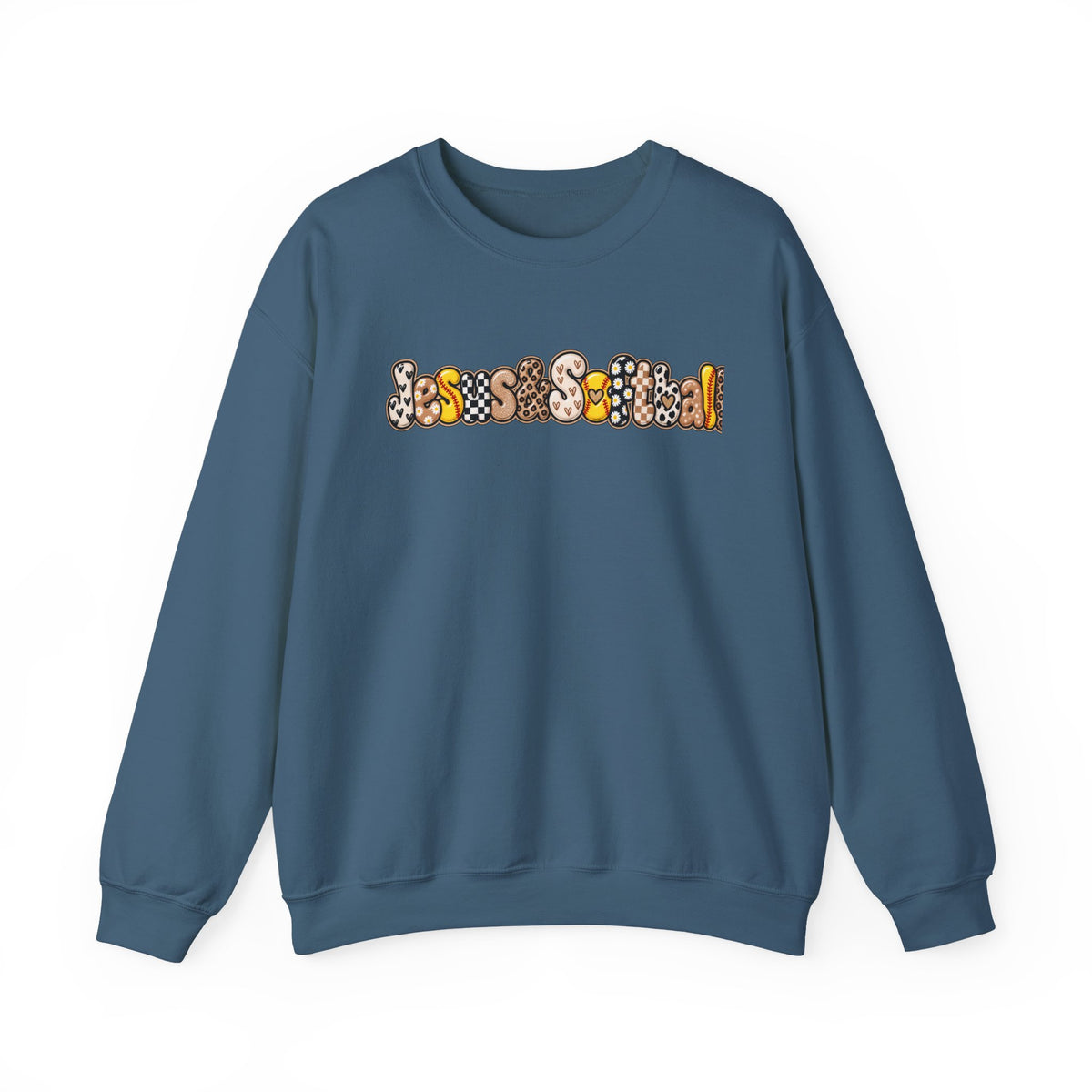 Jesus and Softball Cutsey Design Crewneck Sweatshirt
