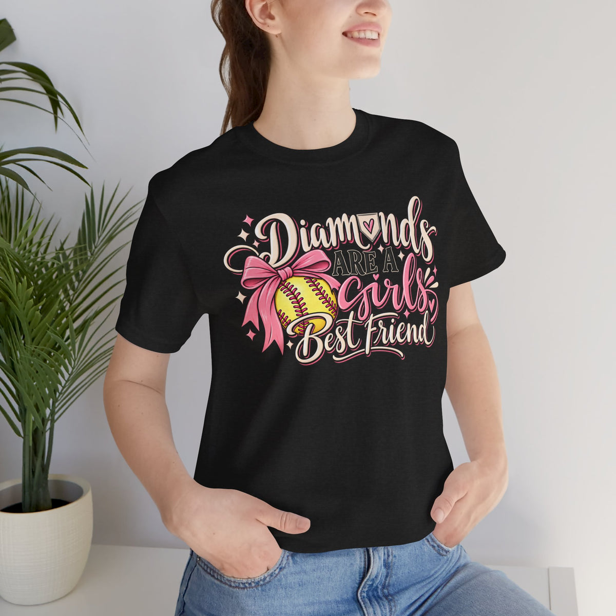 Diamonds Are a Girl's Best Friend Softball Graphic Tee