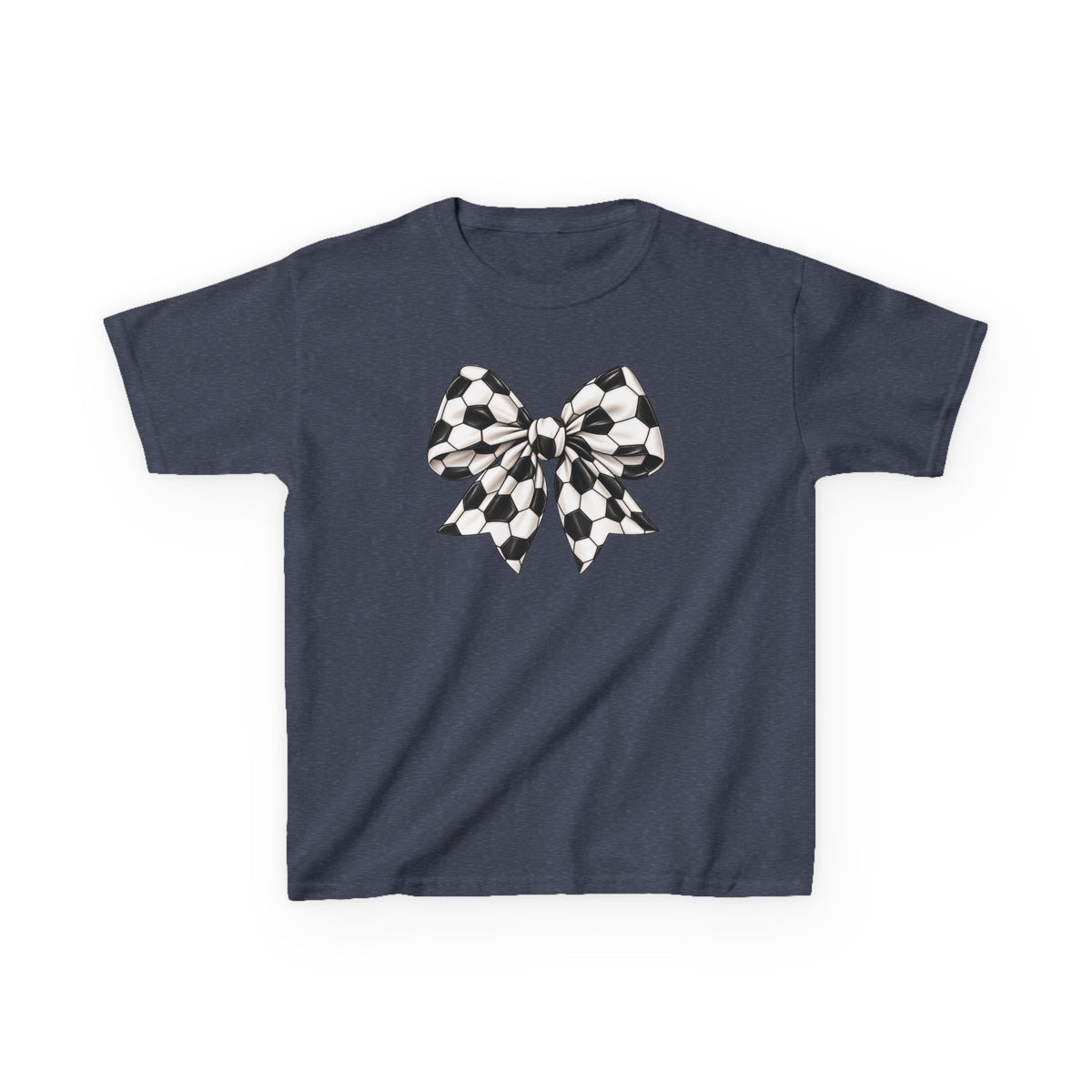 Kids Tee — Black & White Soccer Bow Graphic