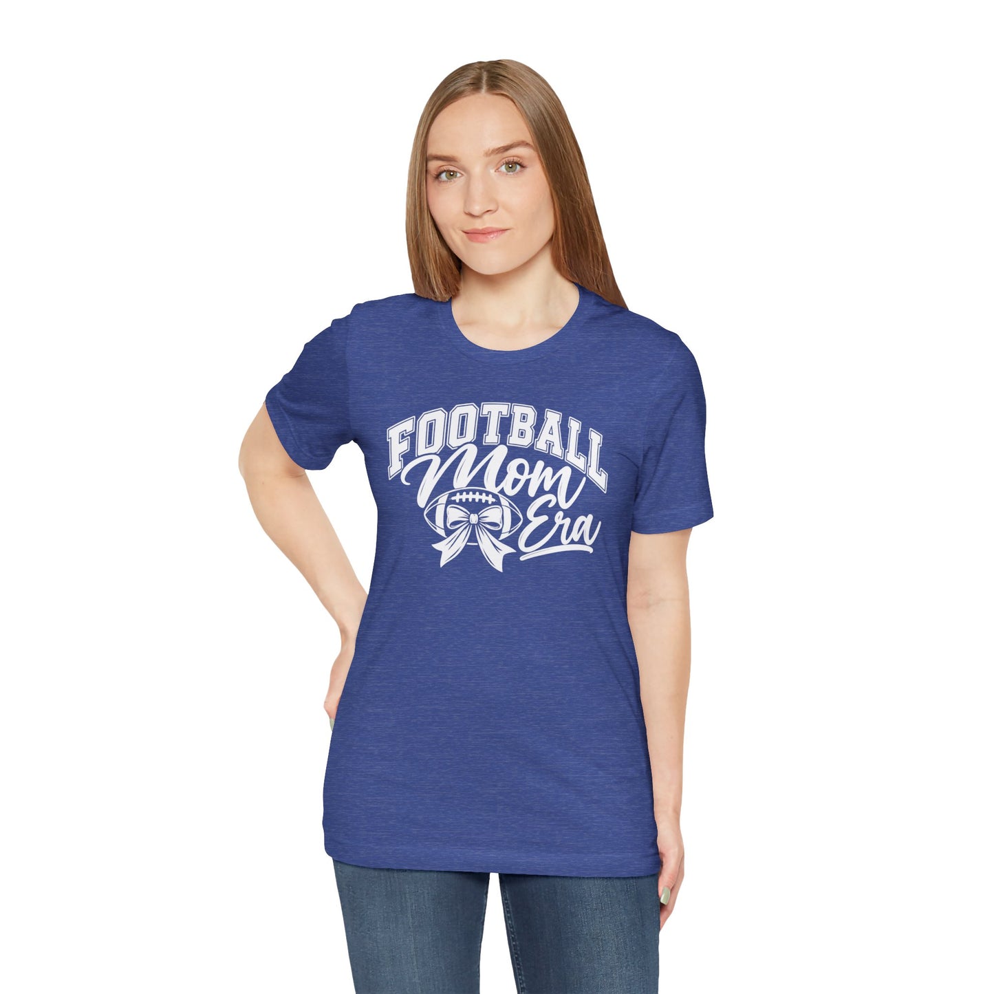 Football Mom Era T-Shirt – Cute Pink Game Day Tee with Football Ribbon