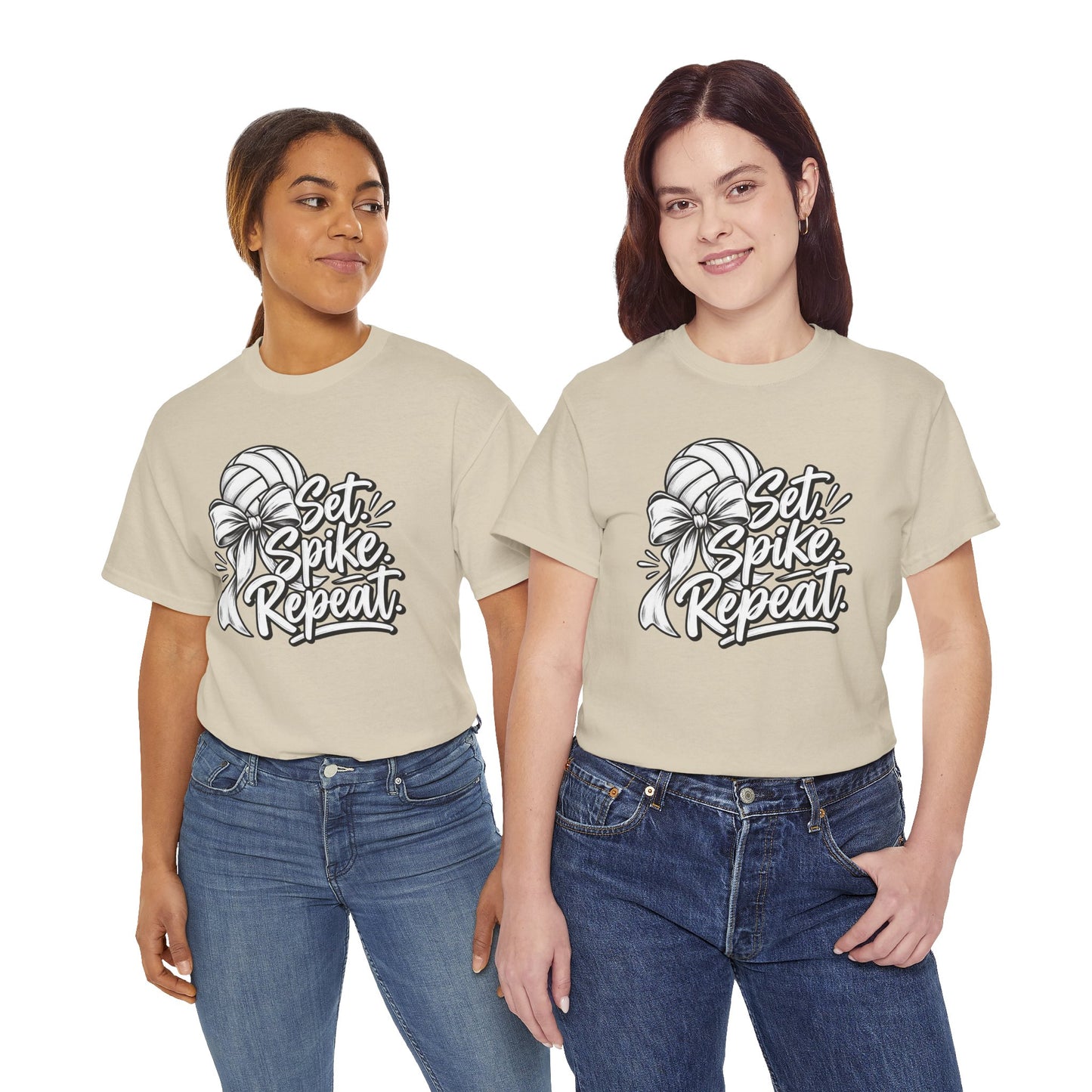 Volleyball Tee – “Set, Spike, Repeat” Graphic T-Shirt