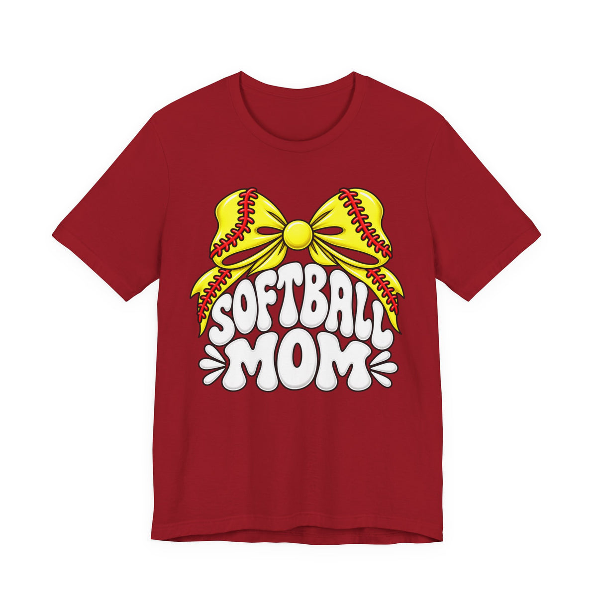 Softball Mom T-Shirt — Yellow Softball Bow Graphic Tee