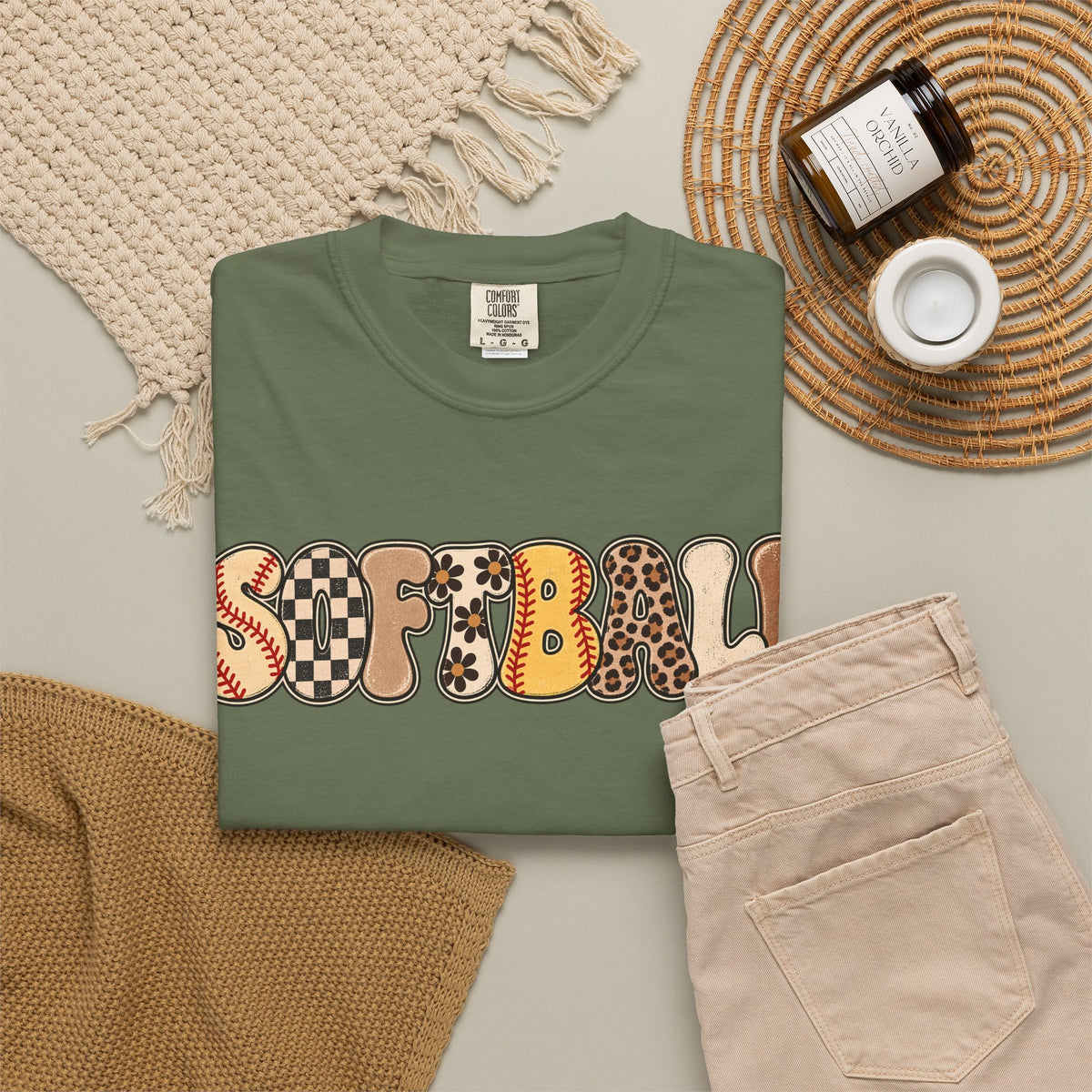 Softball Retro Graphic T-Shirt — Vintage Patterned Lettering