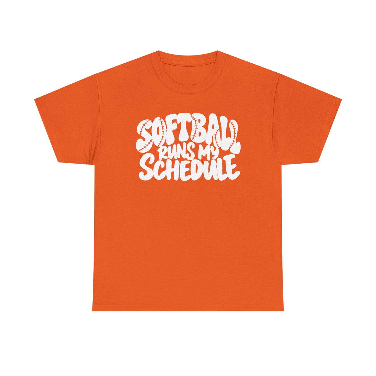 Softball Runs My Schedule T-Shirt — Women's & Girls Softball Mom/Dad Tee