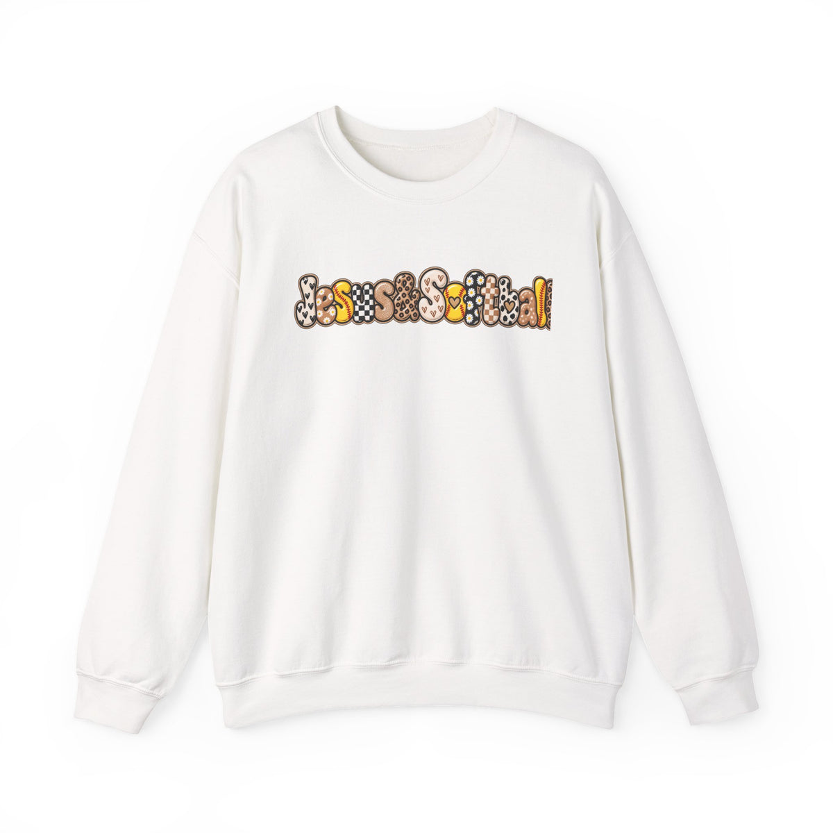 Jesus and Softball Cutsey Design Crewneck Sweatshirt