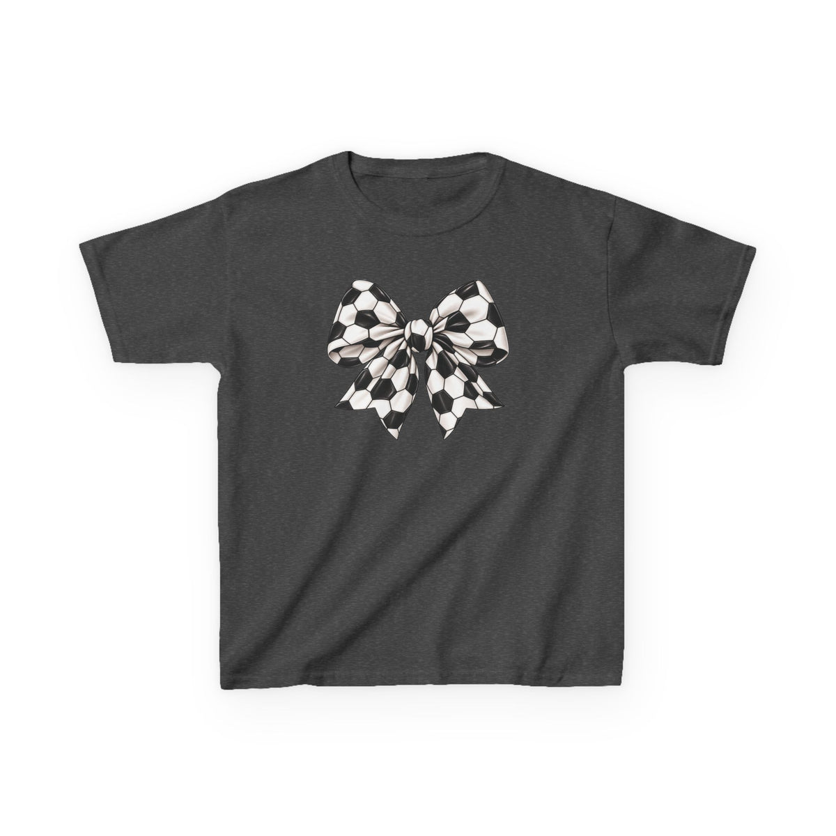 Kids Tee — Black & White Soccer Bow Graphic