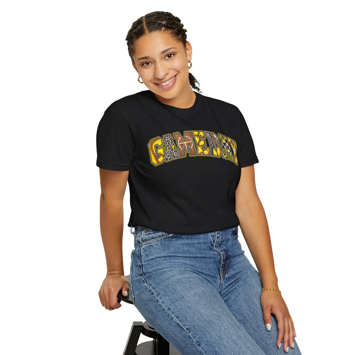Softball Gameday Retro Patchwork T-Shirt
