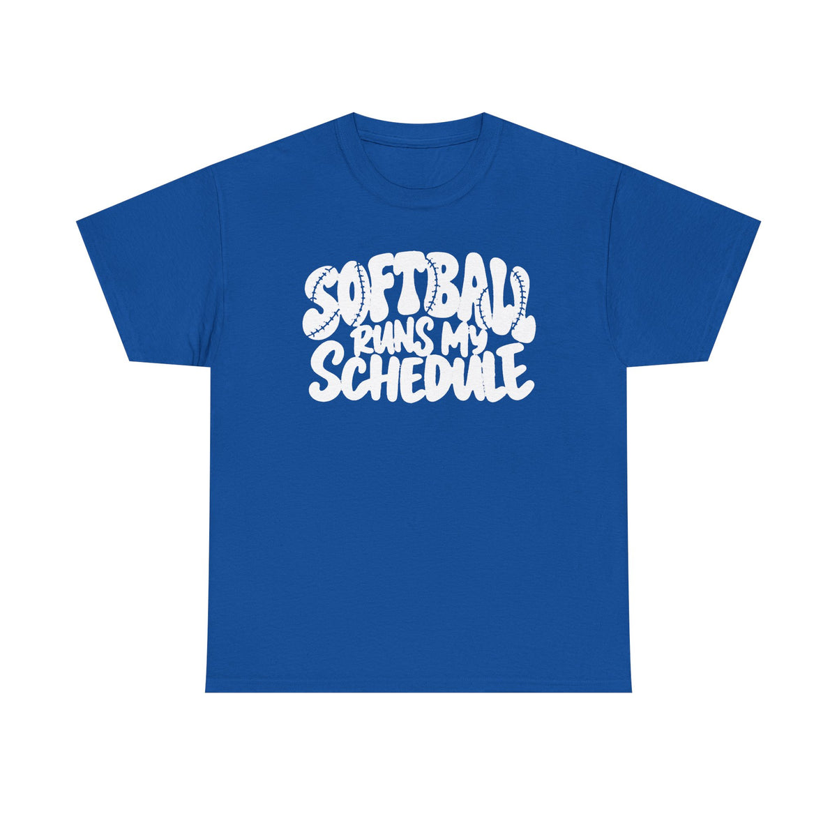 Softball Runs My Schedule T-Shirt — Women's & Girls Softball Mom/Dad Tee